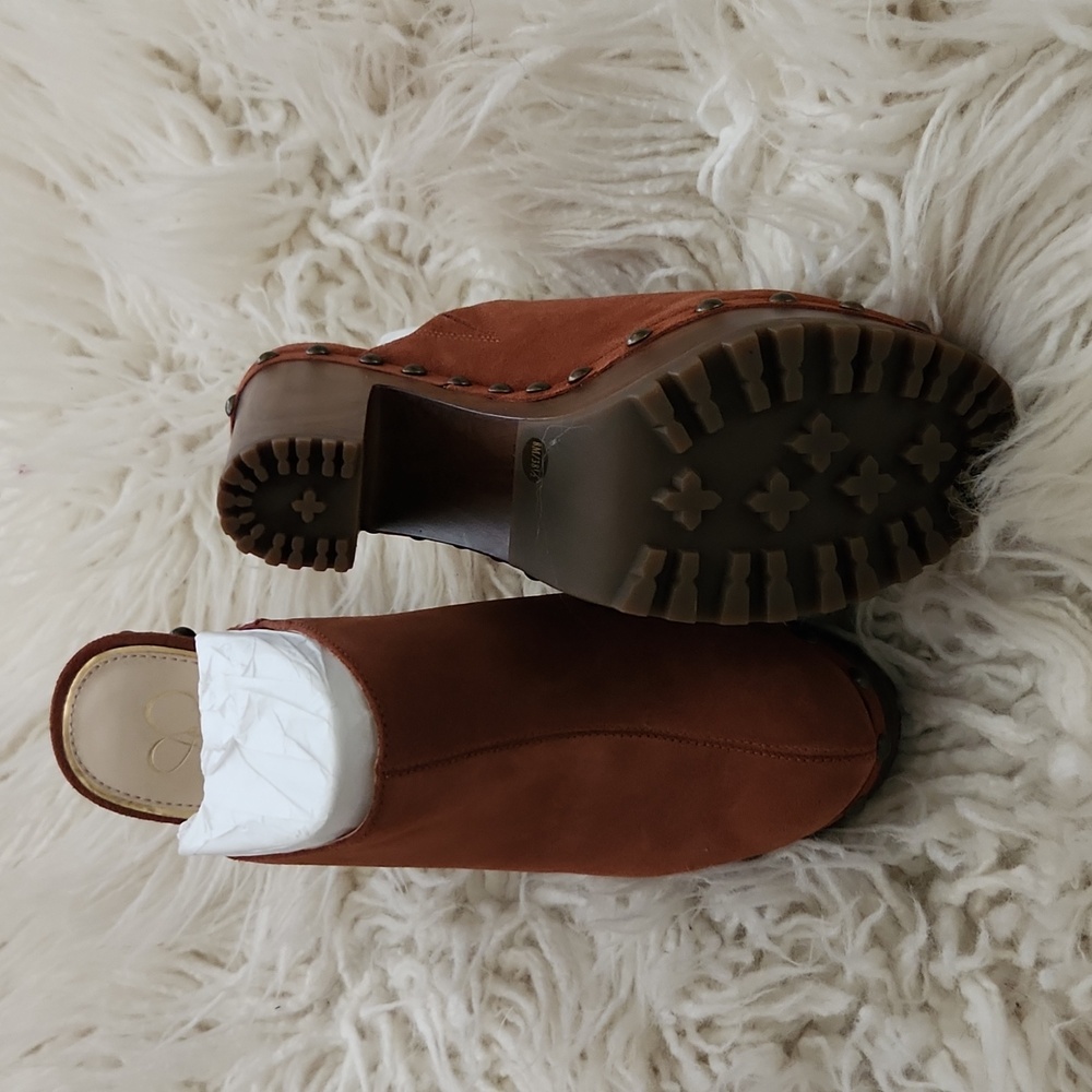 Jessica Simpson Tan Suede Mules with Studded Detail - Picture 2 of 2